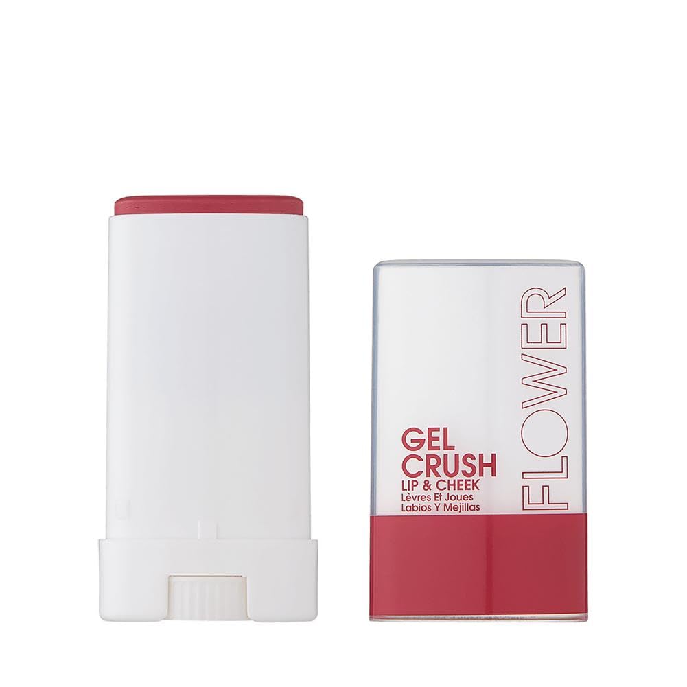 FLOWER Beauty Lip & Cheek Gel Crush blackberry compact for on-the-go color.