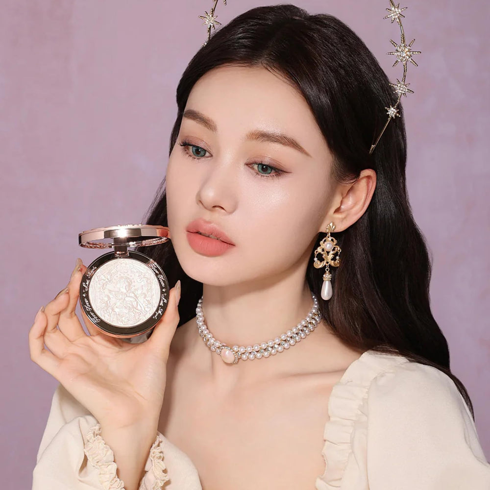 Collarbone highlight with moonlit warm shimmer