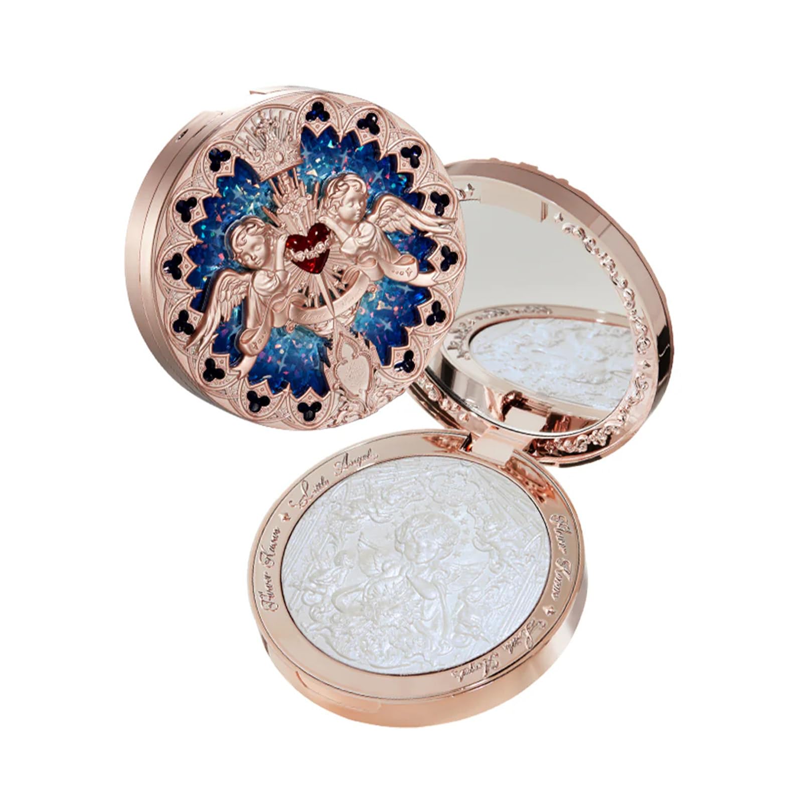Flower Knows cool starlight powder highlights cheeks with a celestial glow.