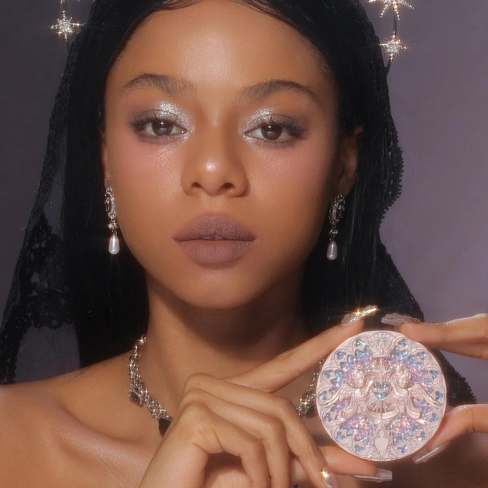 Flower Knows Eros's Fable pink pearl shimmer adds soft sculpting and glow.
