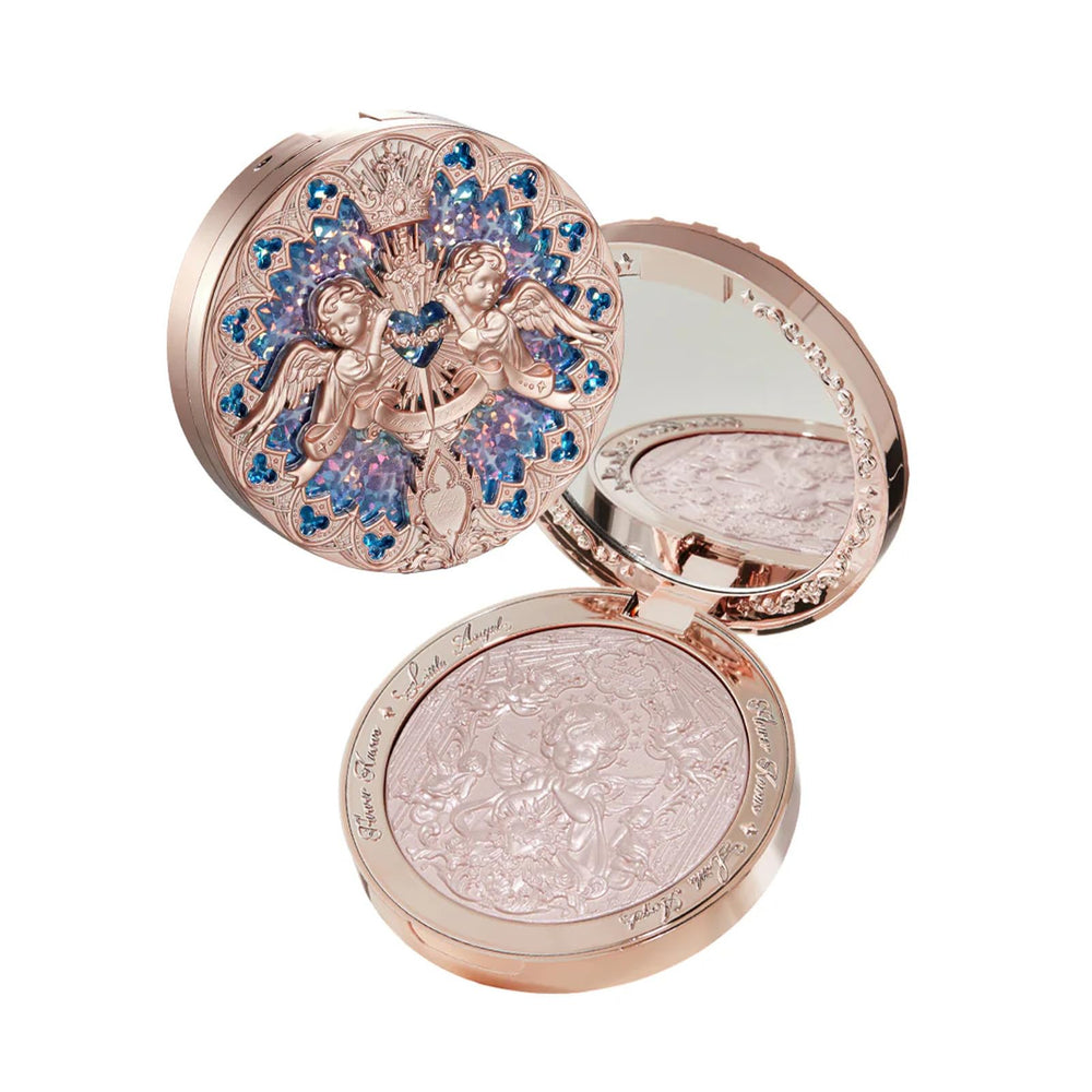 Flower Knows Little Angel embossed highlighter Rosy Pearl for a celestial glow.