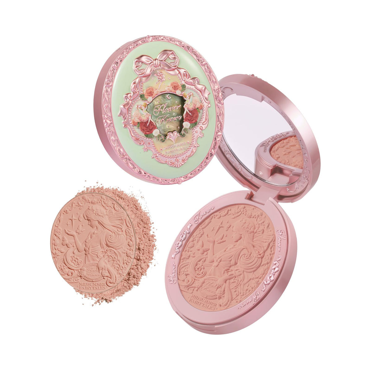 Flower Knows Midsummer Fairytales embossed blush on vanity display
