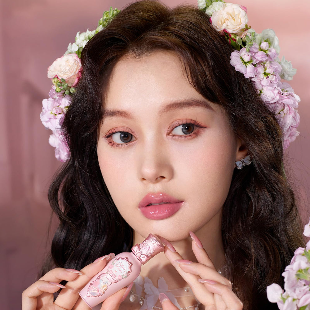 G05 Freesia candy pink swatch on Flower Knows lip product