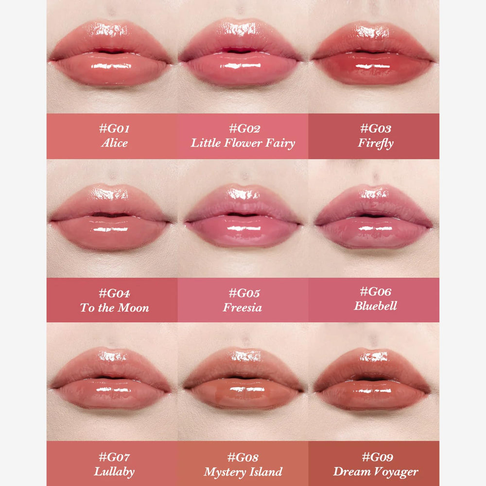 Flower Knows glowy lip gloss application shows lasting moisture