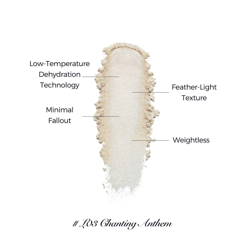 Moonlight White highlighter swatch on cheek enhances radiance subtly
