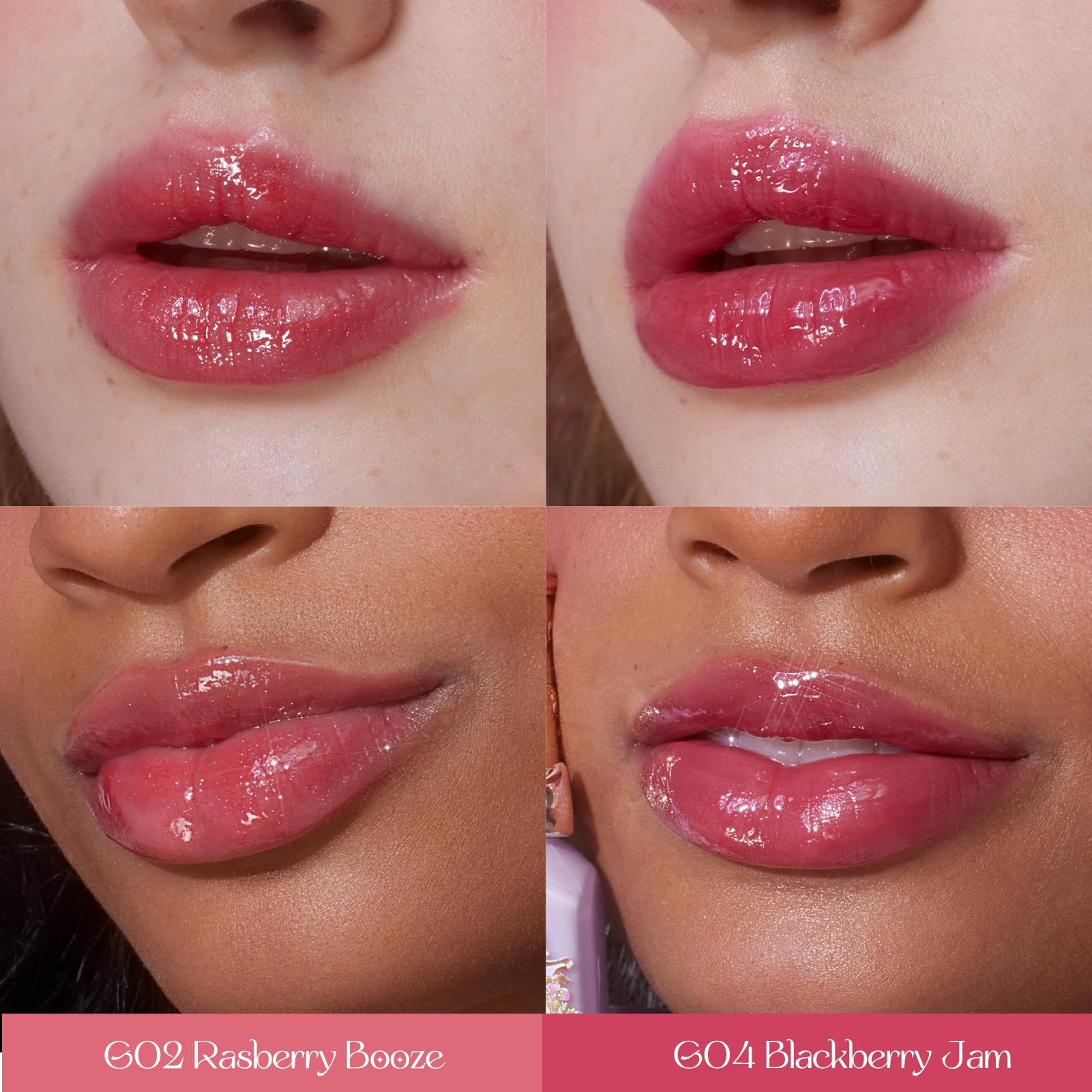 Flower Knows Raspberry Booze lip gloss adds berry shine and moisture