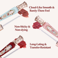 Flower Knows Strawberry Rococo Cloud Lip Cream S08 swatch on burgundy lips