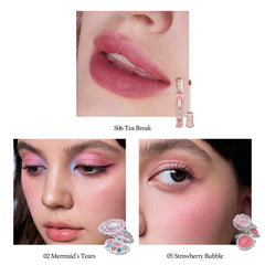 Flower Knows Strawberry Rococo Lip Cream S06 delivers hydrating color.