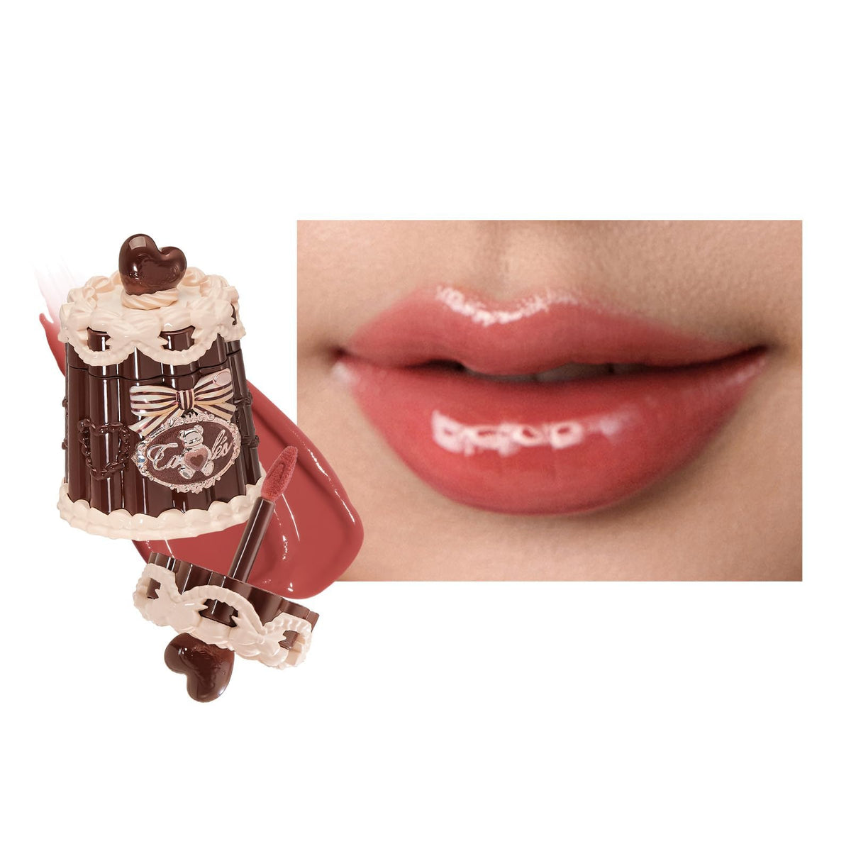Flower Knows Sweetie Bear lip jelly bottle with a glossy, hydrated look.