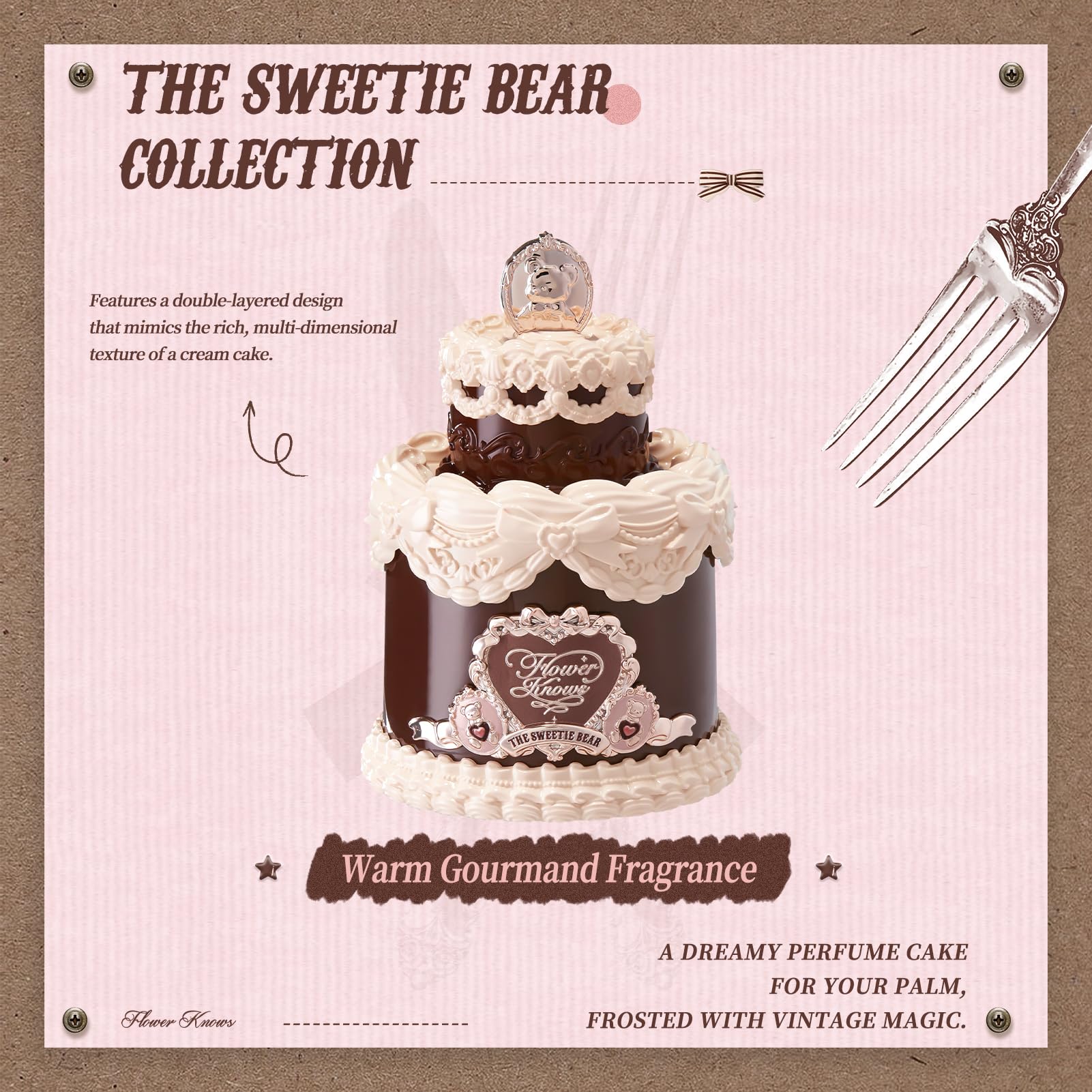 Flower Knows Sweetie Bear shell swirl detail enhances luxe presentation.
