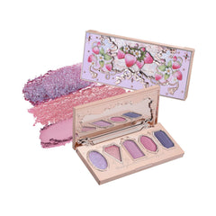 Flower Knows Violet Strawberry Rococo palette with embossed design for luxury makeup gift.