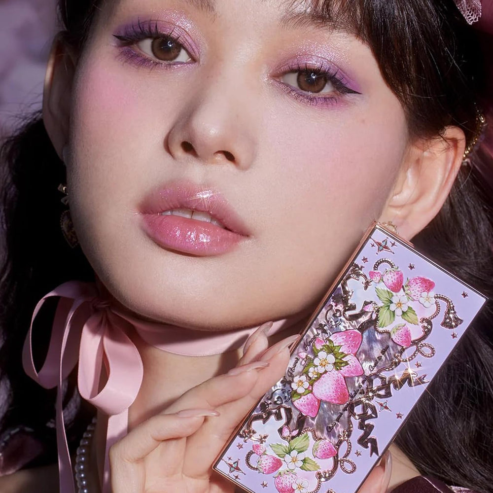Flower Knows Violet Strawberry Rococo palette jewel-like shine catches light.