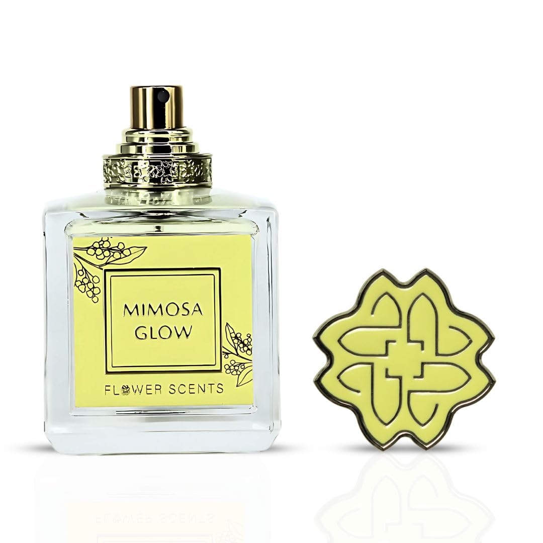 Flower Scents Mimosa Glow spray action demonstrates easy, confident application.