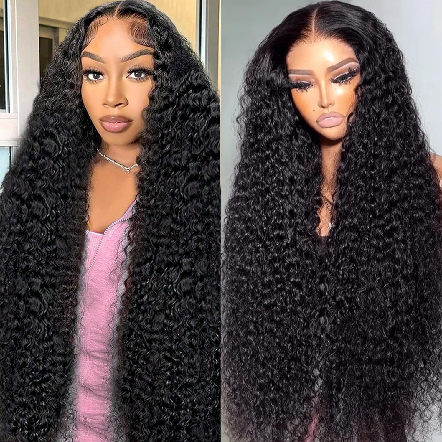 Flower Shadow 13x6 water wave lace front wig full length view for daily wear