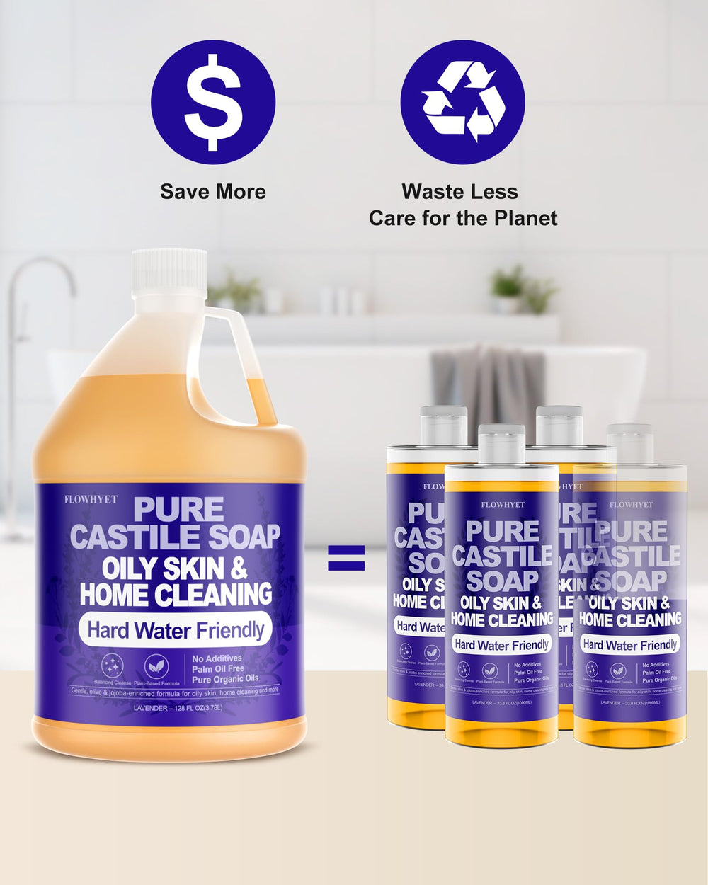 FLOWHYET castile soap lavender for all-purpose cleaning with fresh scent
