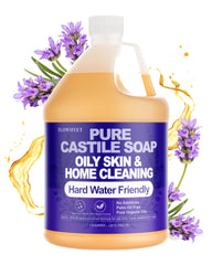 FLOWHYET lavender castile gallon refill—large, versatile cleaner for body, dishes, and laundry.