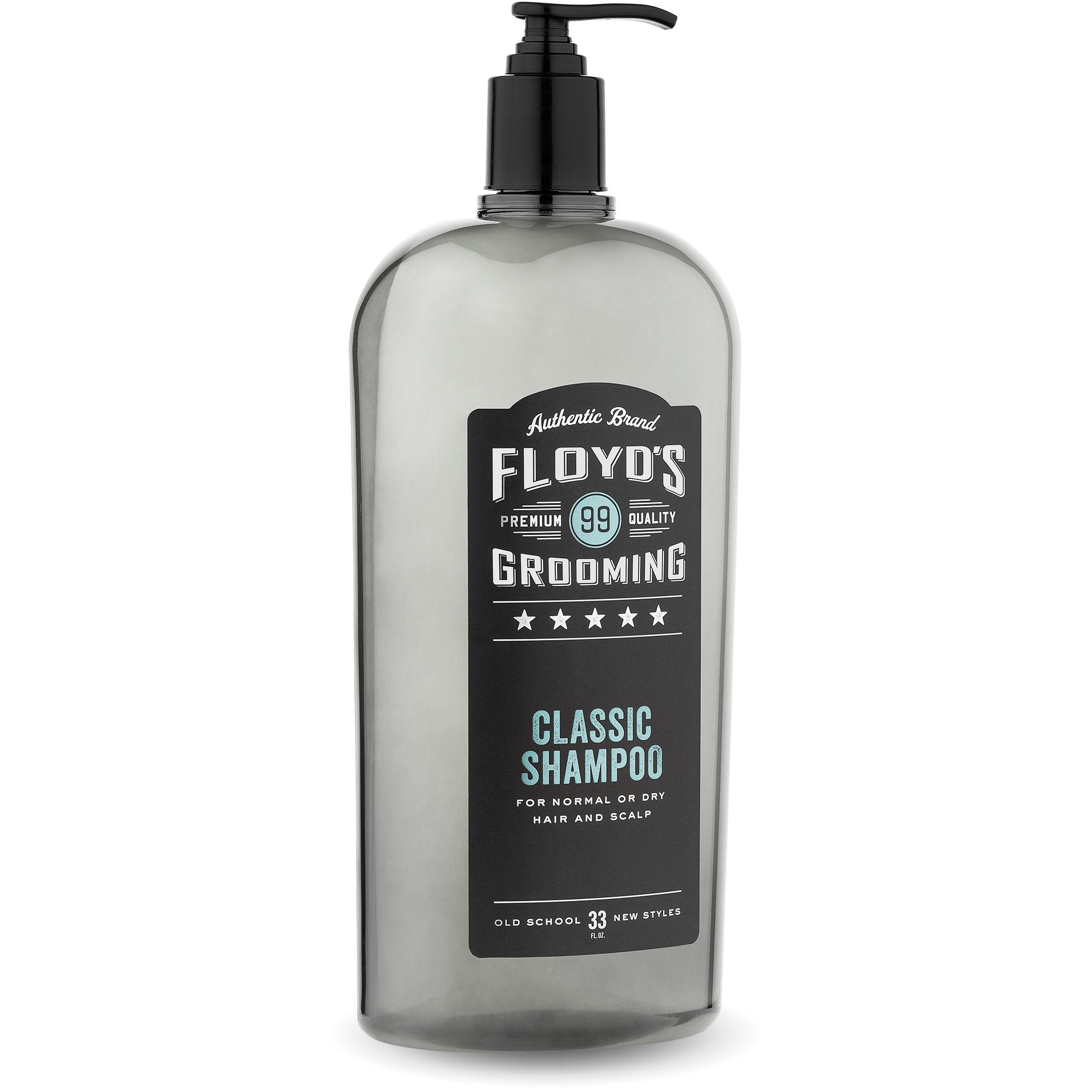 Floyd's 99 Classic Shampoo bottle for all hair types, gentle cleansing and hydration.