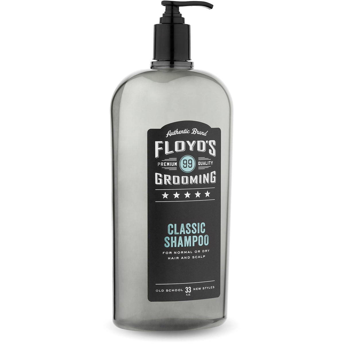 Floyd's 99 Classic Shampoo bottle for all hair types, gentle cleansing and hydration.