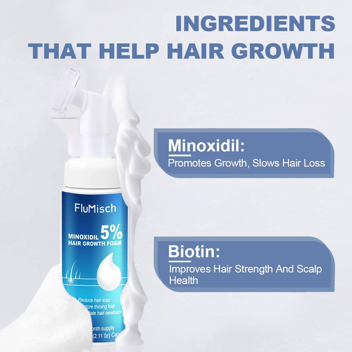 FluMisch Minoxidil Foam works on all hair types for balanced results.