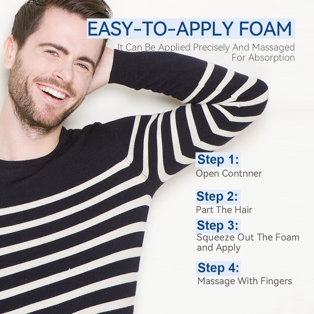 FluMisch Minoxidil Foam five percent biotin formula supports hair health.