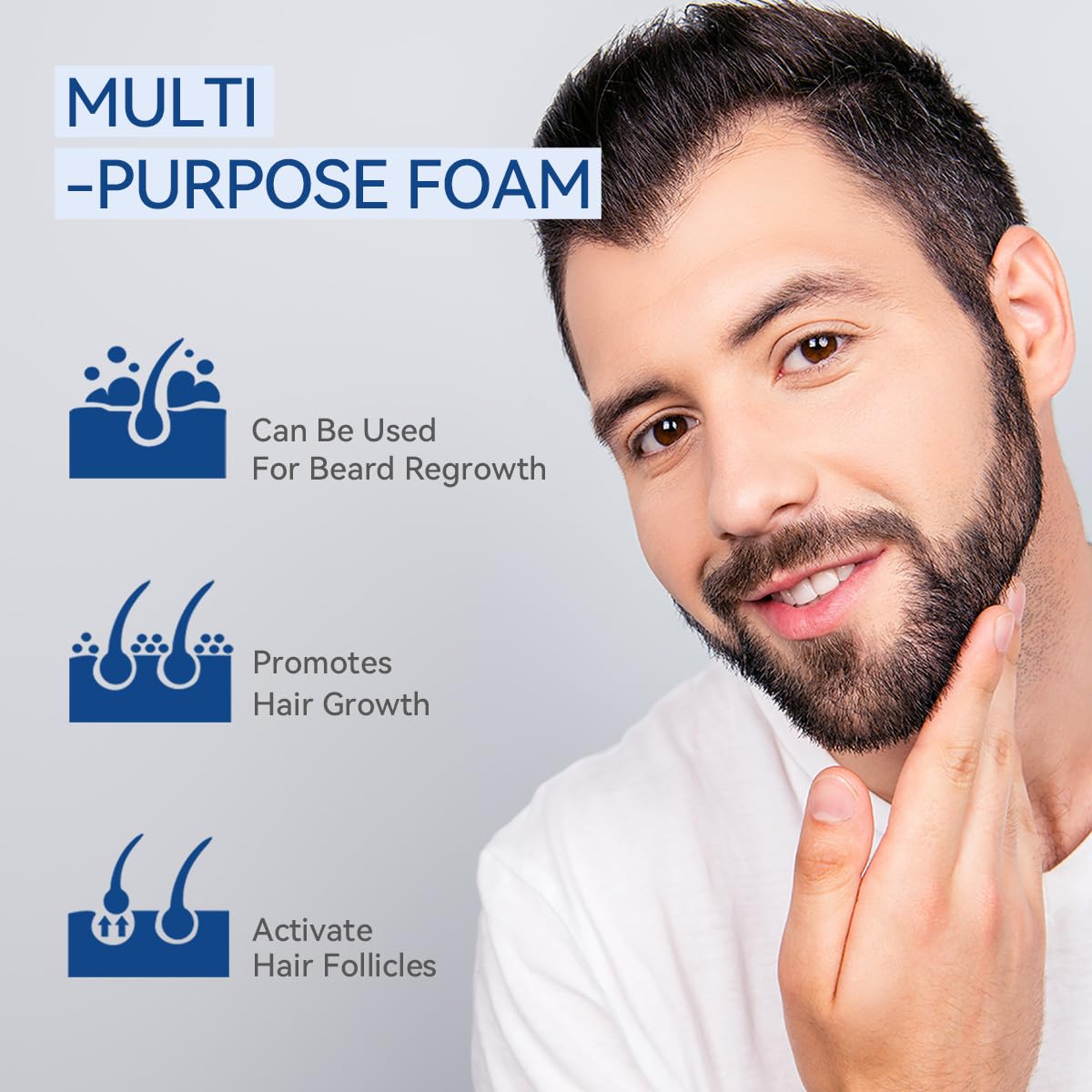 FluMisch Minoxidil Foam massage head aids gentle scalp care and absorption.