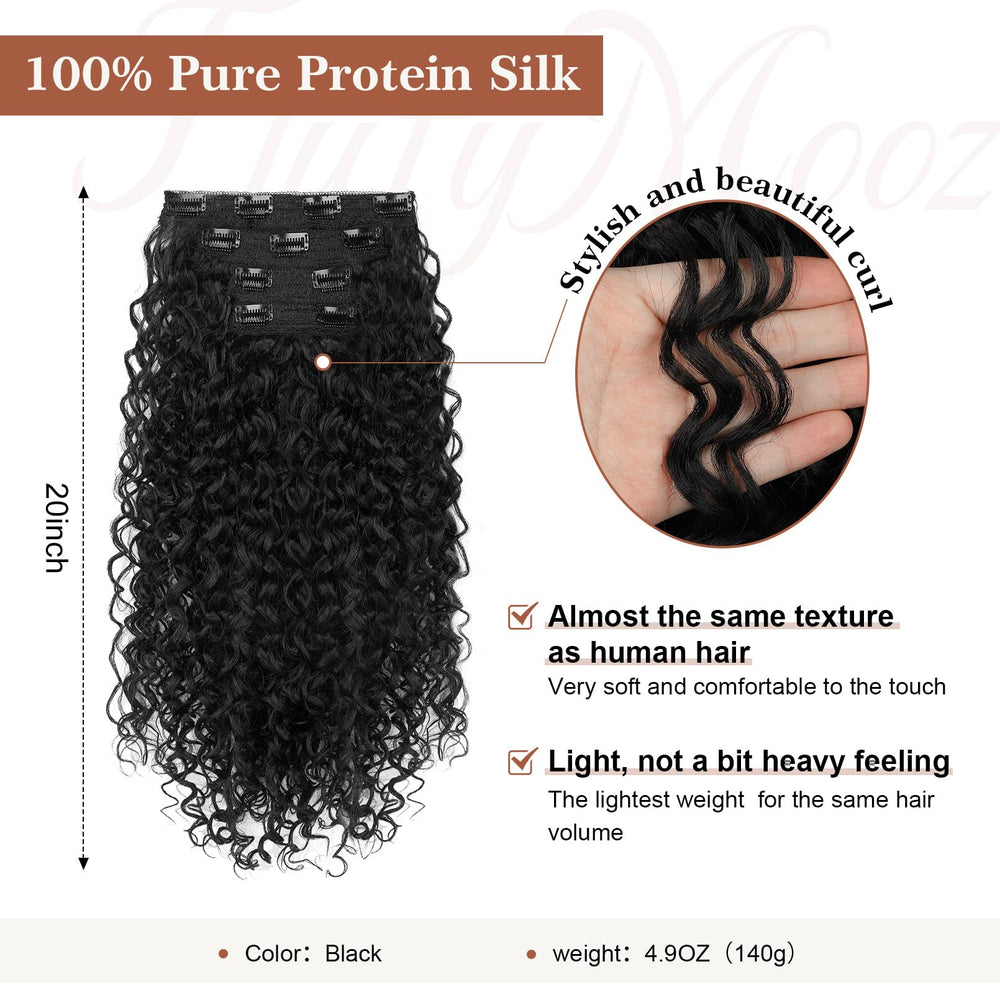 Flufymooz 20-inch curly extension close-up shows soft texture.