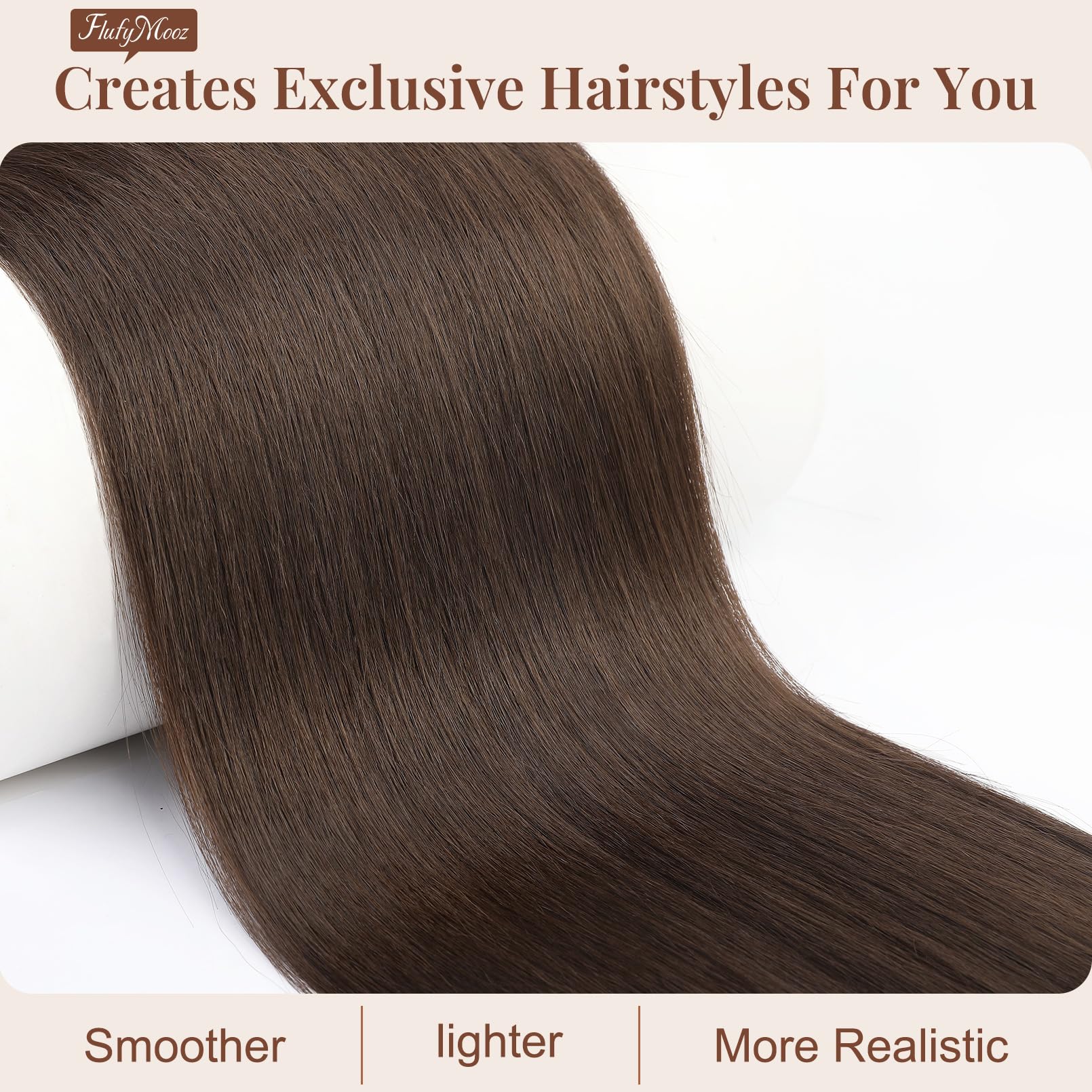 Flufymooz clip-in ponytail shows soft synthetic hair for a seamless, fuller look.
