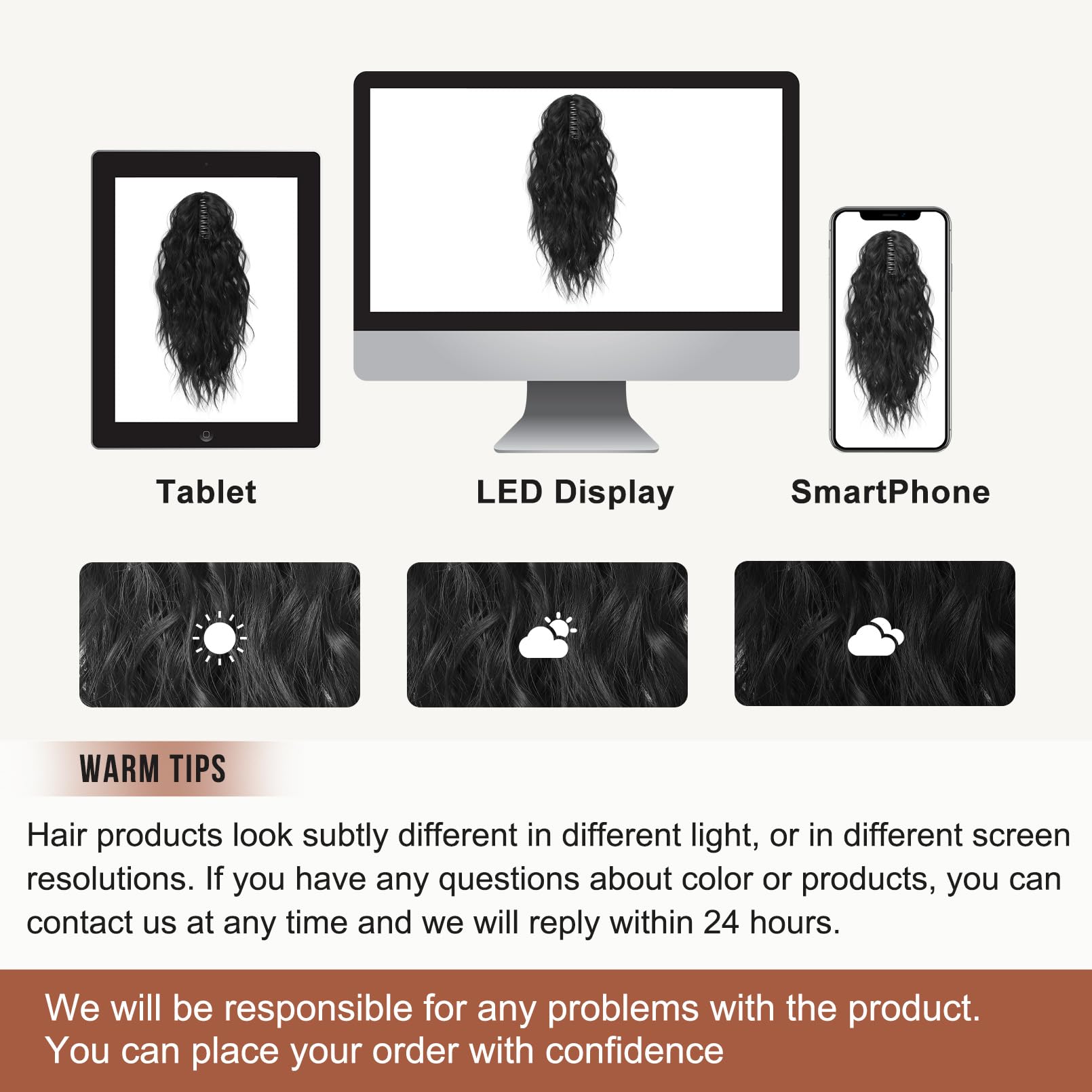 Daily-use setup with Flufymooz ponytail for quick styling.