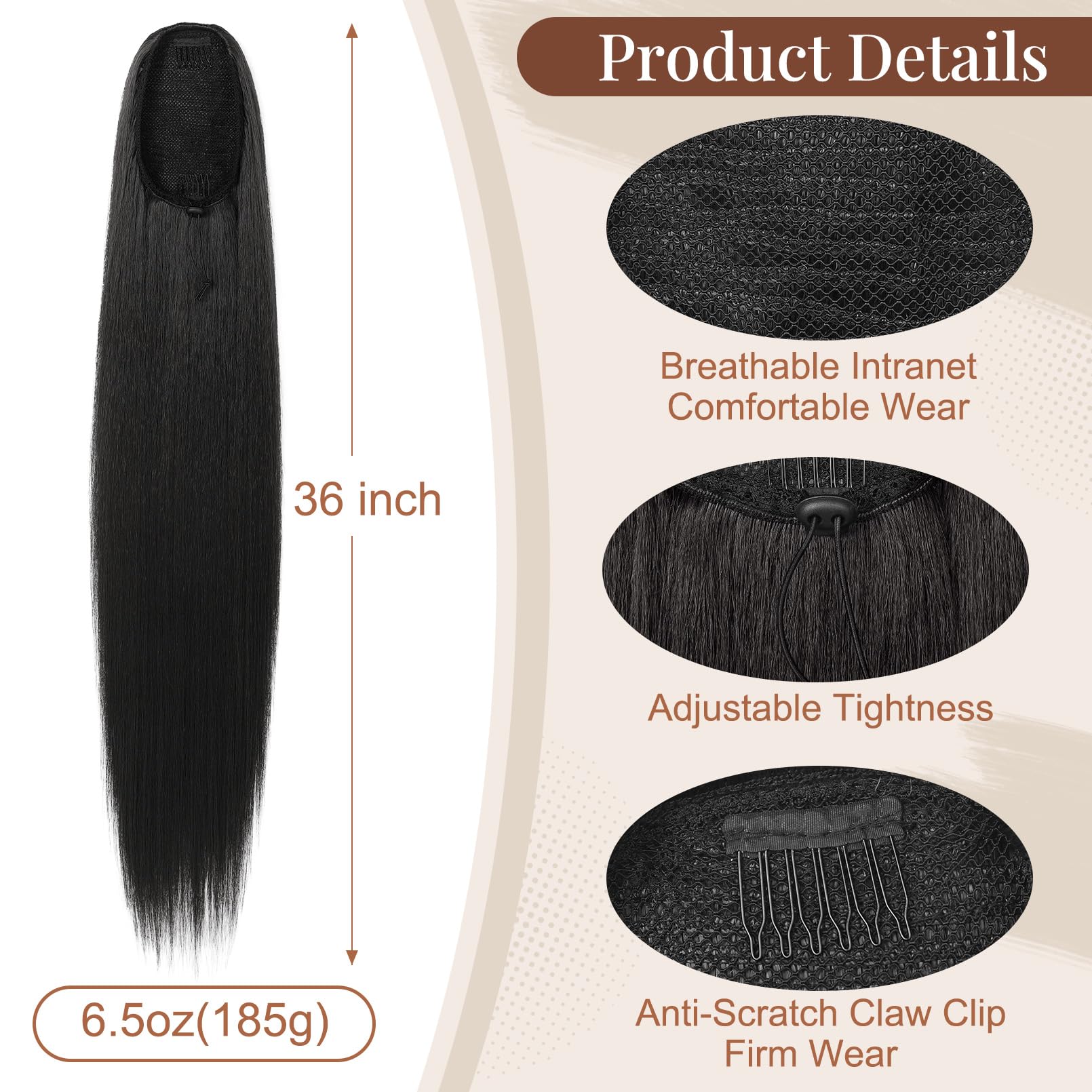 Flufymooz natural black hair extension close-up showing silky texture