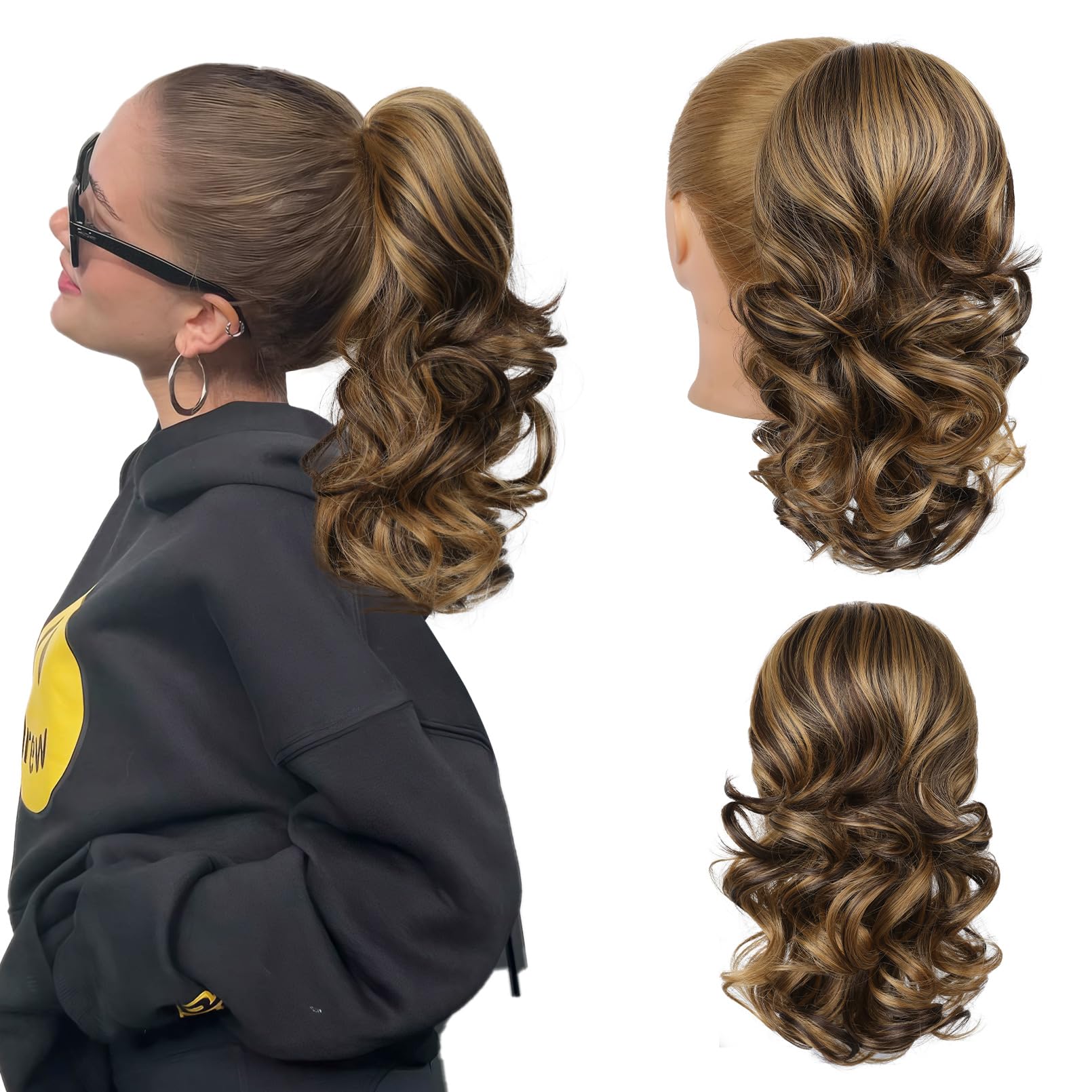 Flufymooz ponytail extension with drawstring for quick, natural volume.