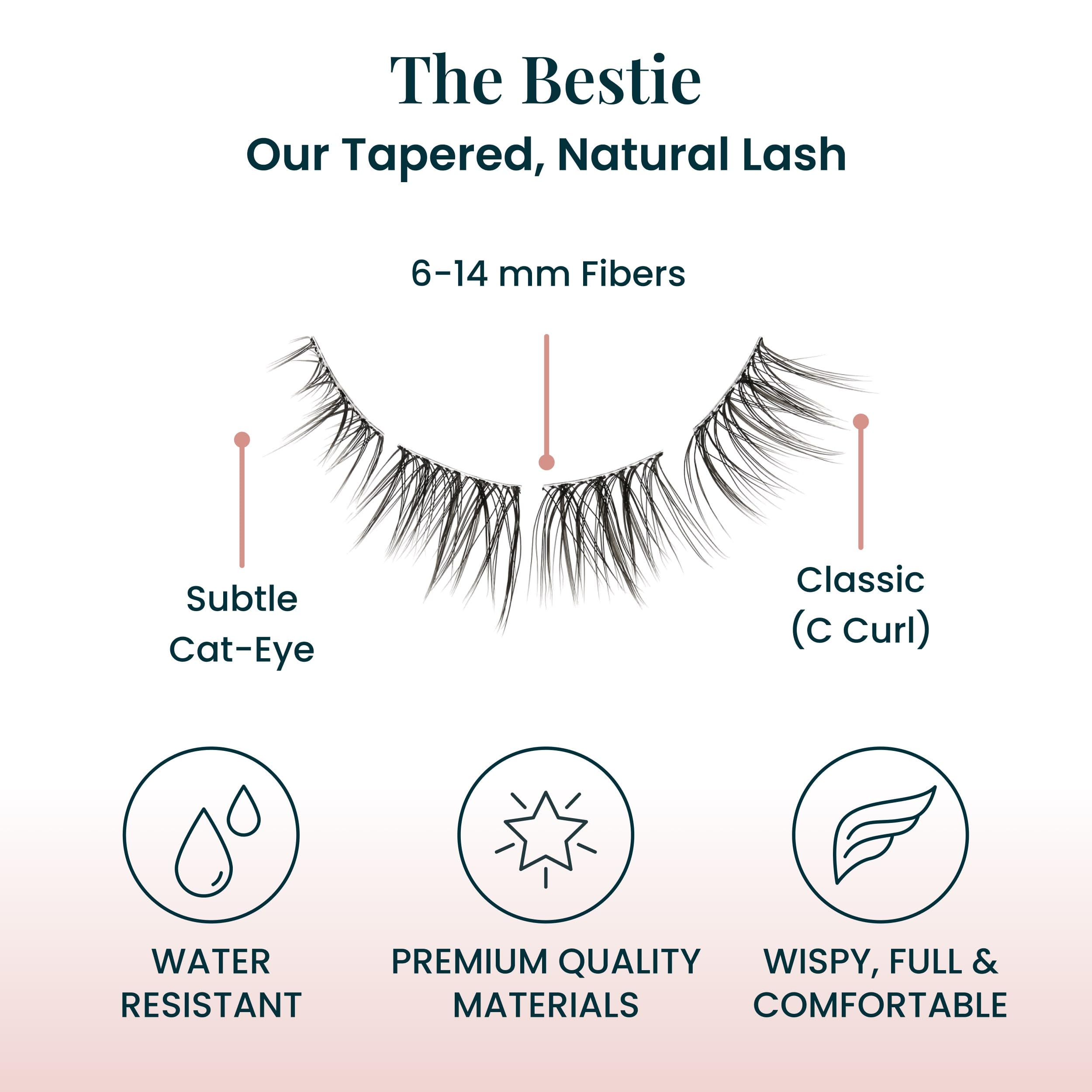 FlutterHabit Bestie Lash Clusters with recommended adhesive for longer wear.