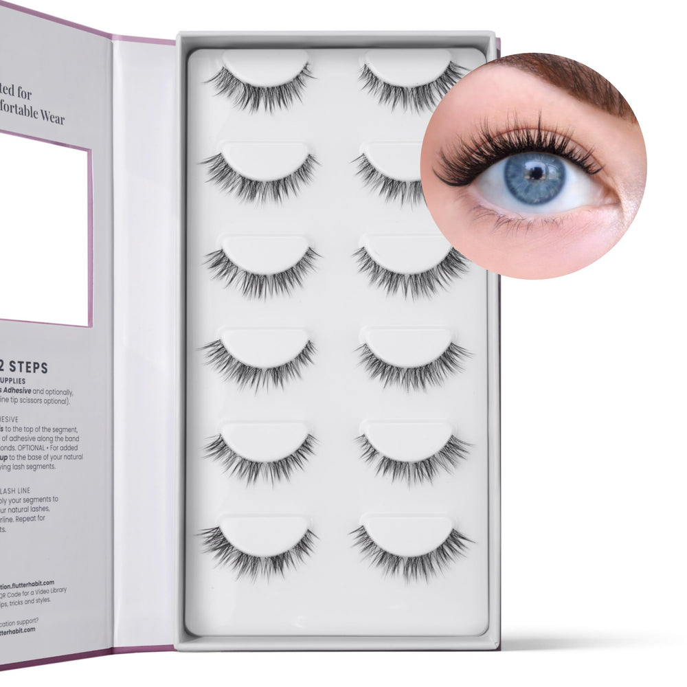 FlutterHabit Bestie Lash Clusters natural-look eyes with lightweight fibers.