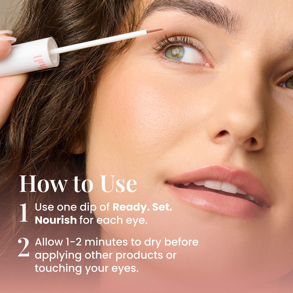 FlutterHabit Ready-Set-Nourish packaging highlights peptides and hyaluronic acid for nourishment.