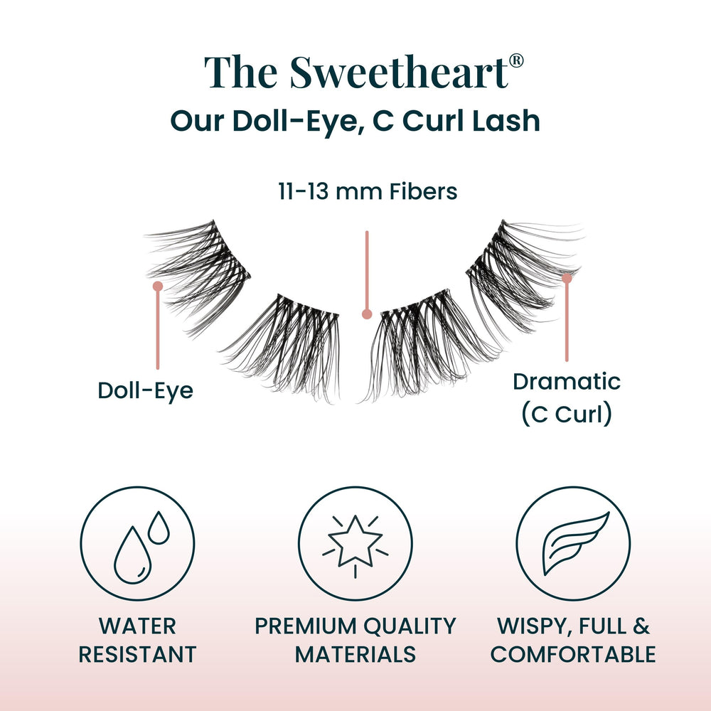 FlutterHabit The Sweetheart Lashes full-look close-up showing curl and volume.