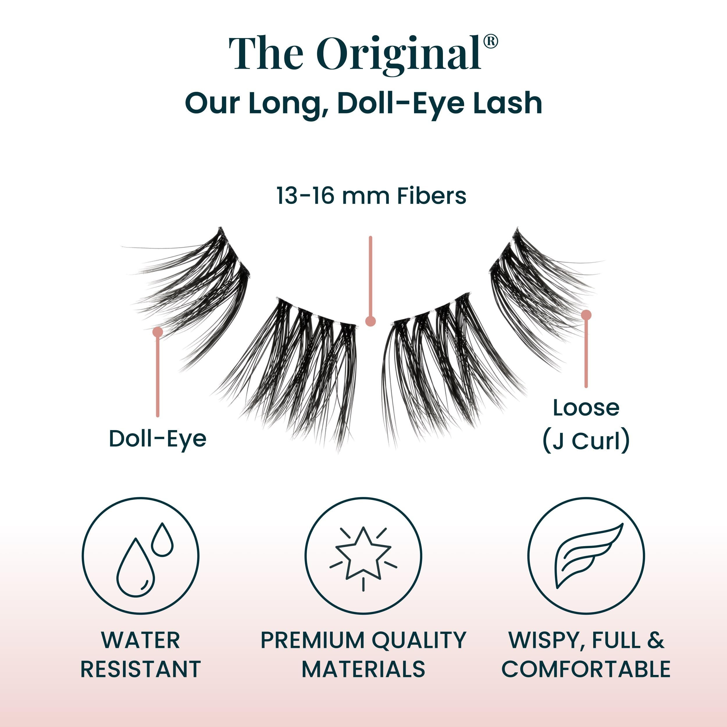FlutterHabit lashes shown on eye indicating up to 10 day wear option