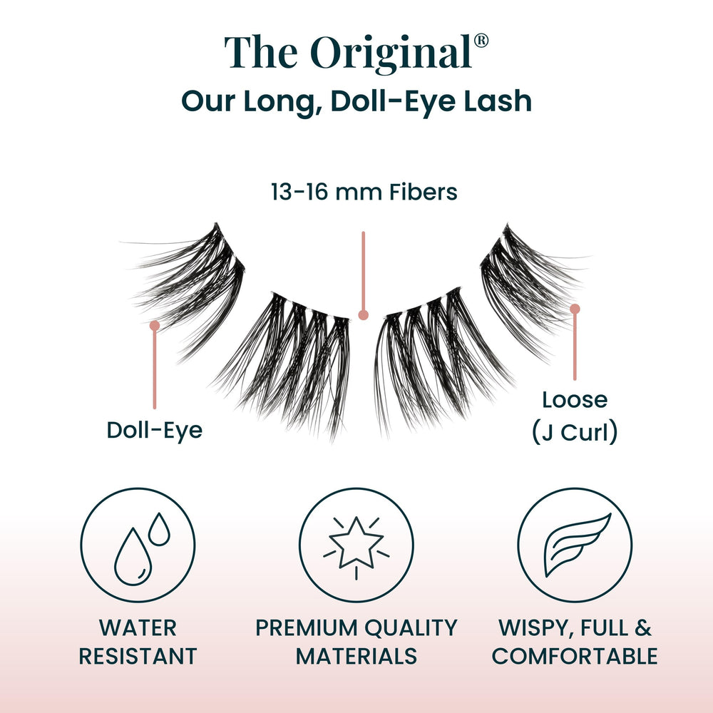 FlutterHabit lashes shown on eye indicating up to 10 day wear option