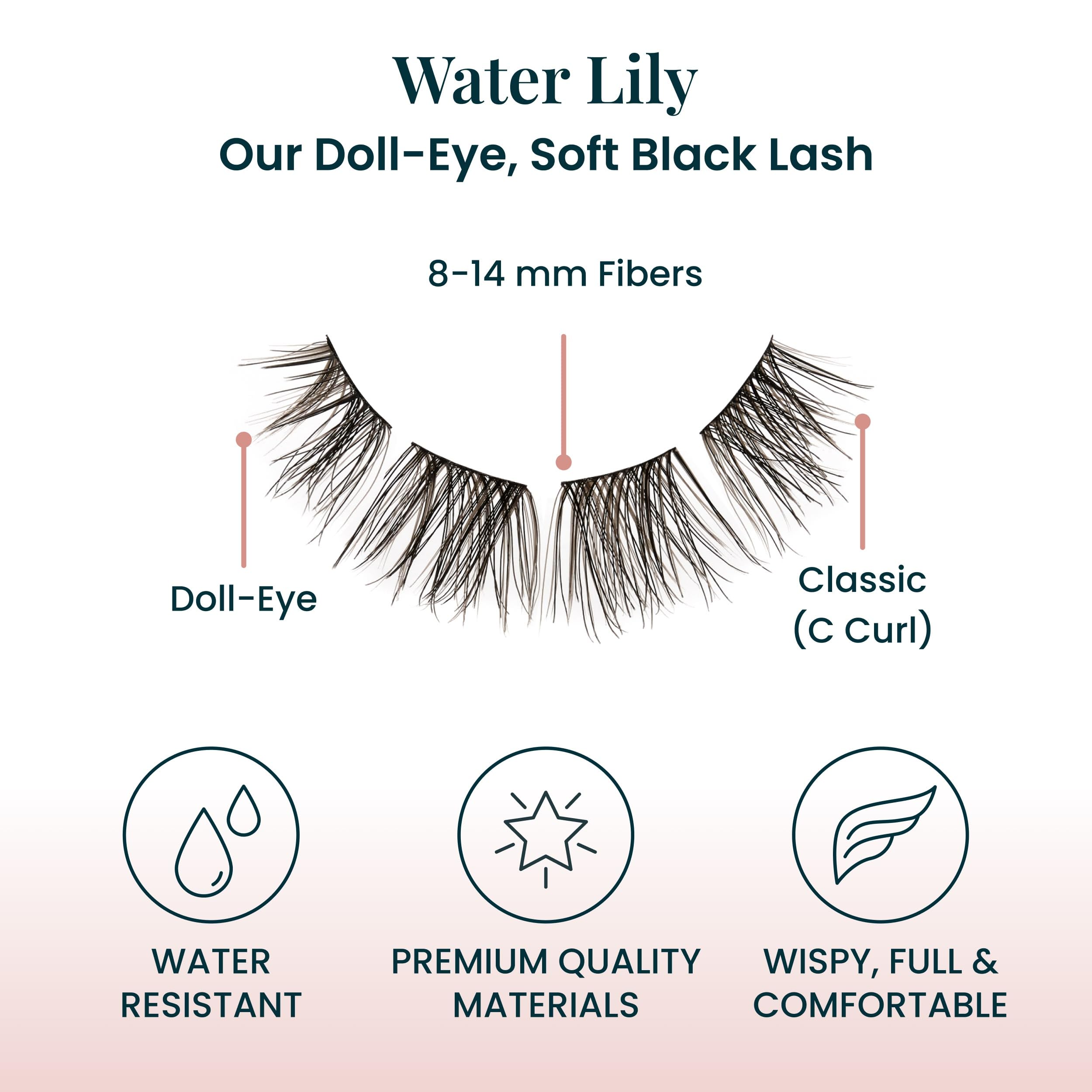 FlutterHabit Water Lily Lash Clusters on-eye view showcasing a doll-eye natural look