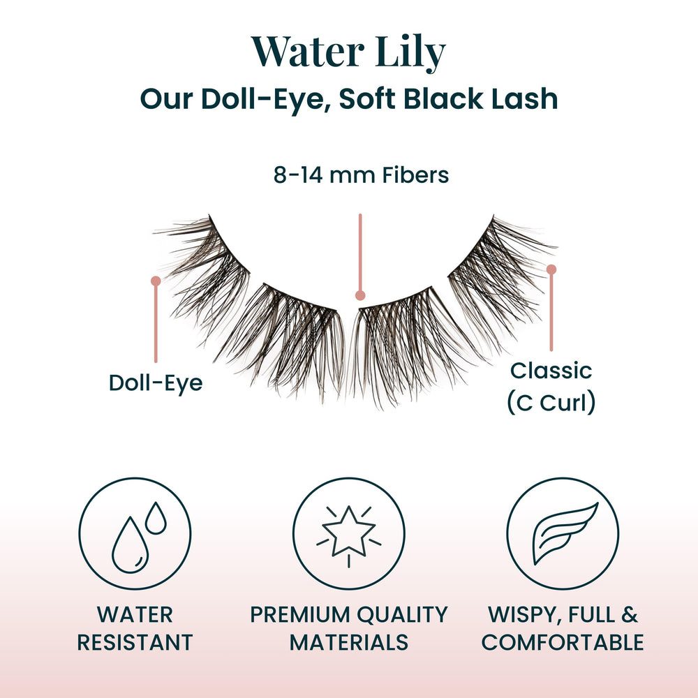 FlutterHabit Water Lily Lash Clusters on-eye view showcasing a doll-eye natural look