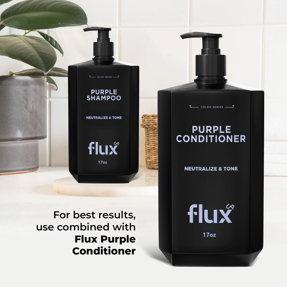 Flux Up Purple Shampoo after use highlights shine on highlighted hair.