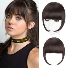 Flvaco bangs closeup with natural blend for seamless daily wear.