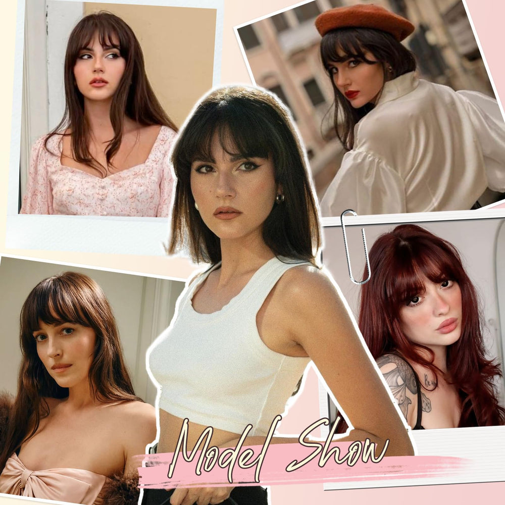 Flvaco clip-in bangs heat-resistant fibers ready for curling