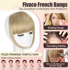 Flvaco clip-in bangs seamless blending with natural hairline