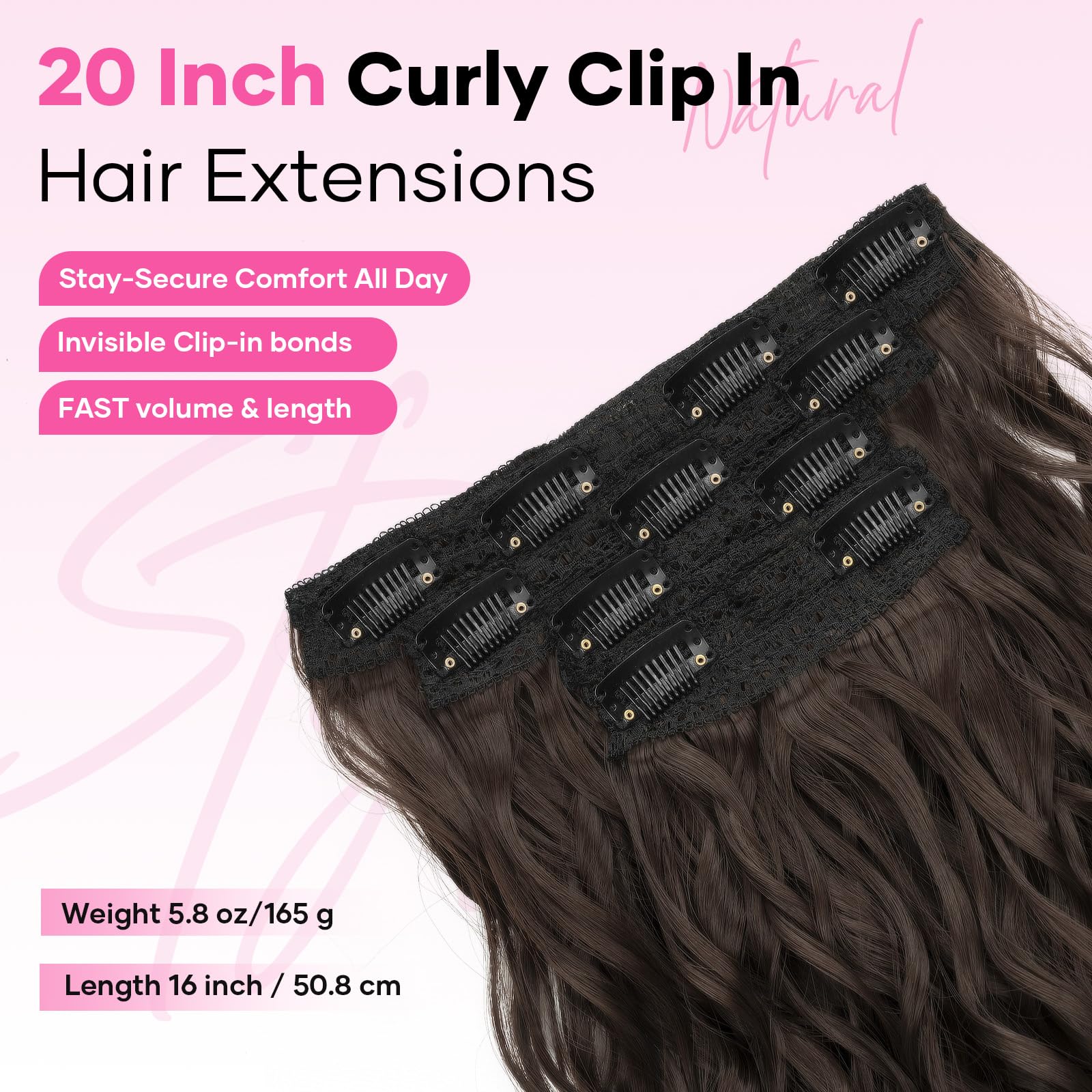 Flvaco natural-blend curly clip-ins for effortless longer hair.