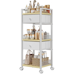 Flycity makeup cart with a 5-tier rolling design in white, ideal for compact spaces.