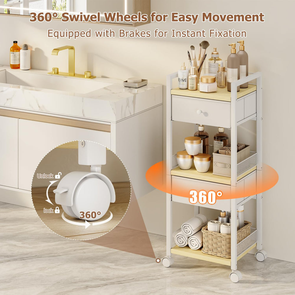 Flycity makeup cart assembly guide view highlighting quick 20-minute setup.