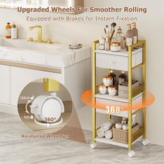 Flycity vanity storage with guardrails provides stable storage for cosmetics.