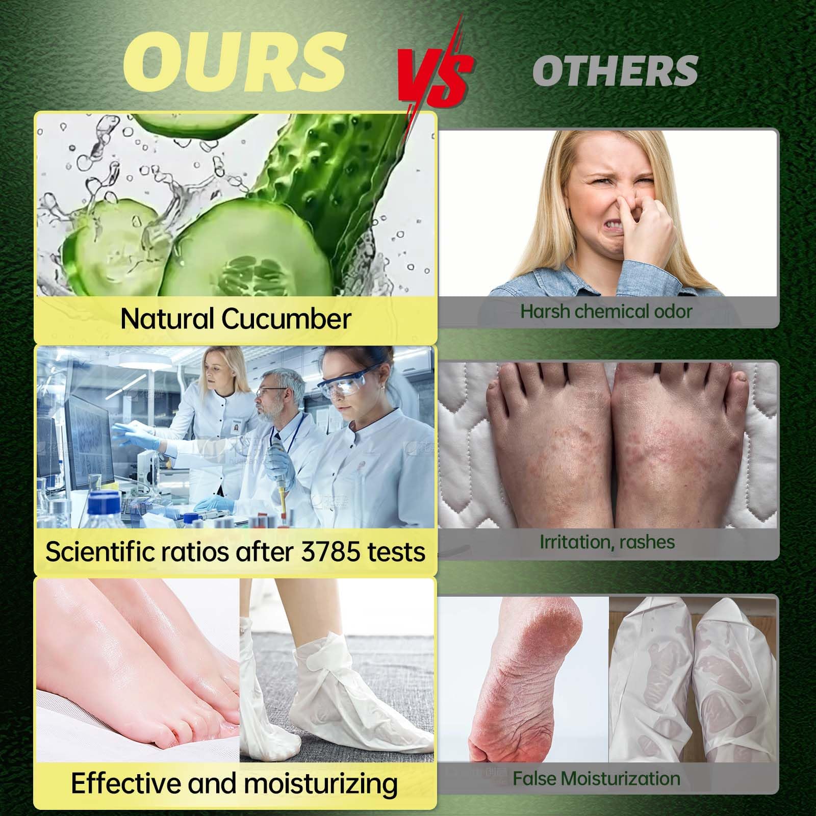 FLYLEAF Foot Care close-up shows cucumber-rich formula for deep hydration.