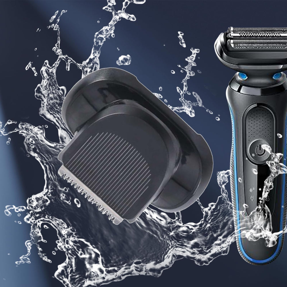 Flylin beard-trimmer-attachment Braun-series-compatibility-in-action for flexible styling.