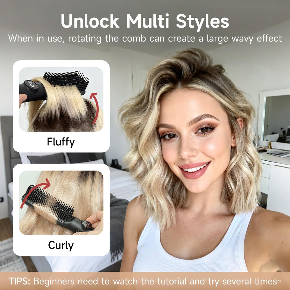 FLYZEMAA 360° swivel cord and ergonomic design for easy maneuvering during styling.