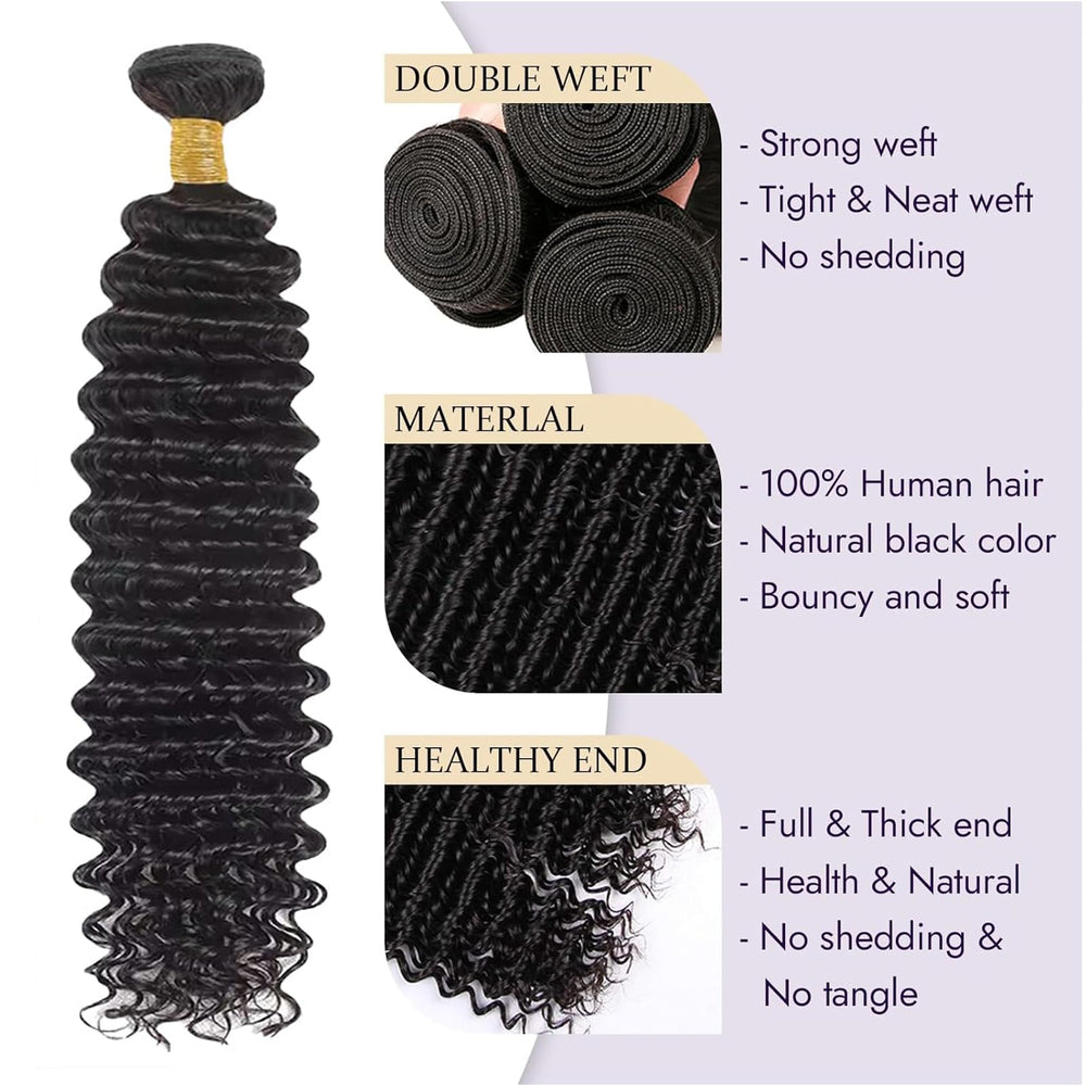 Flyzhuim Deep Wave 22 inch close-up reveals silky texture ready for styling.